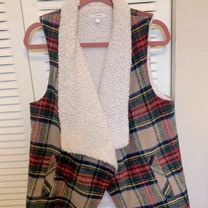 Sherpa-Lined Plaid Vest